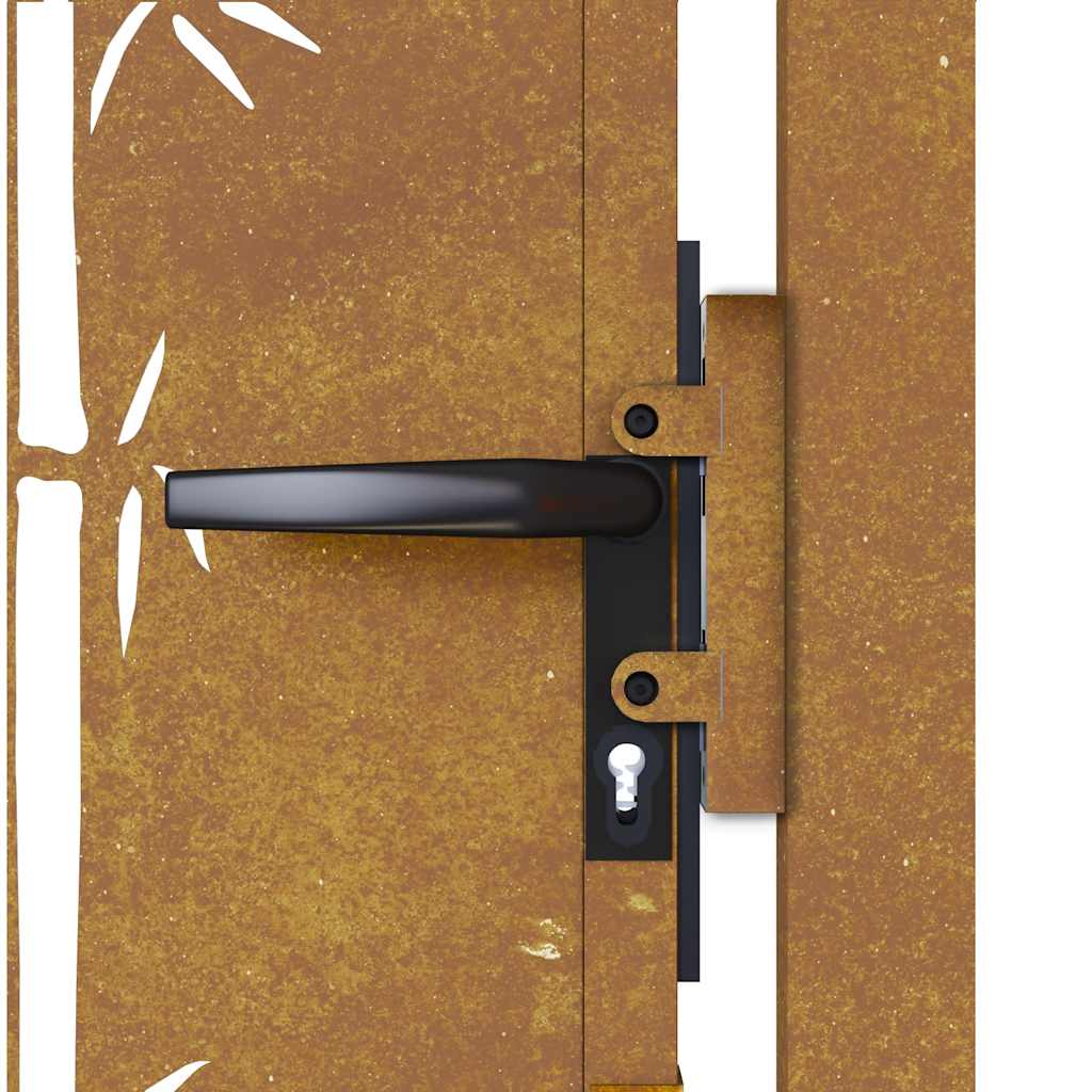 Vrtna vrata 100x125 cm Corten čelik dizajn od bambusa