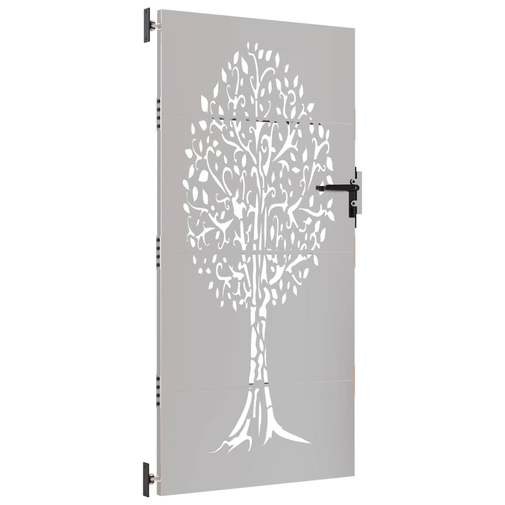 Vrtna vrata 85 x 175 cm od čelika COR-TEN s uzorkom stabla