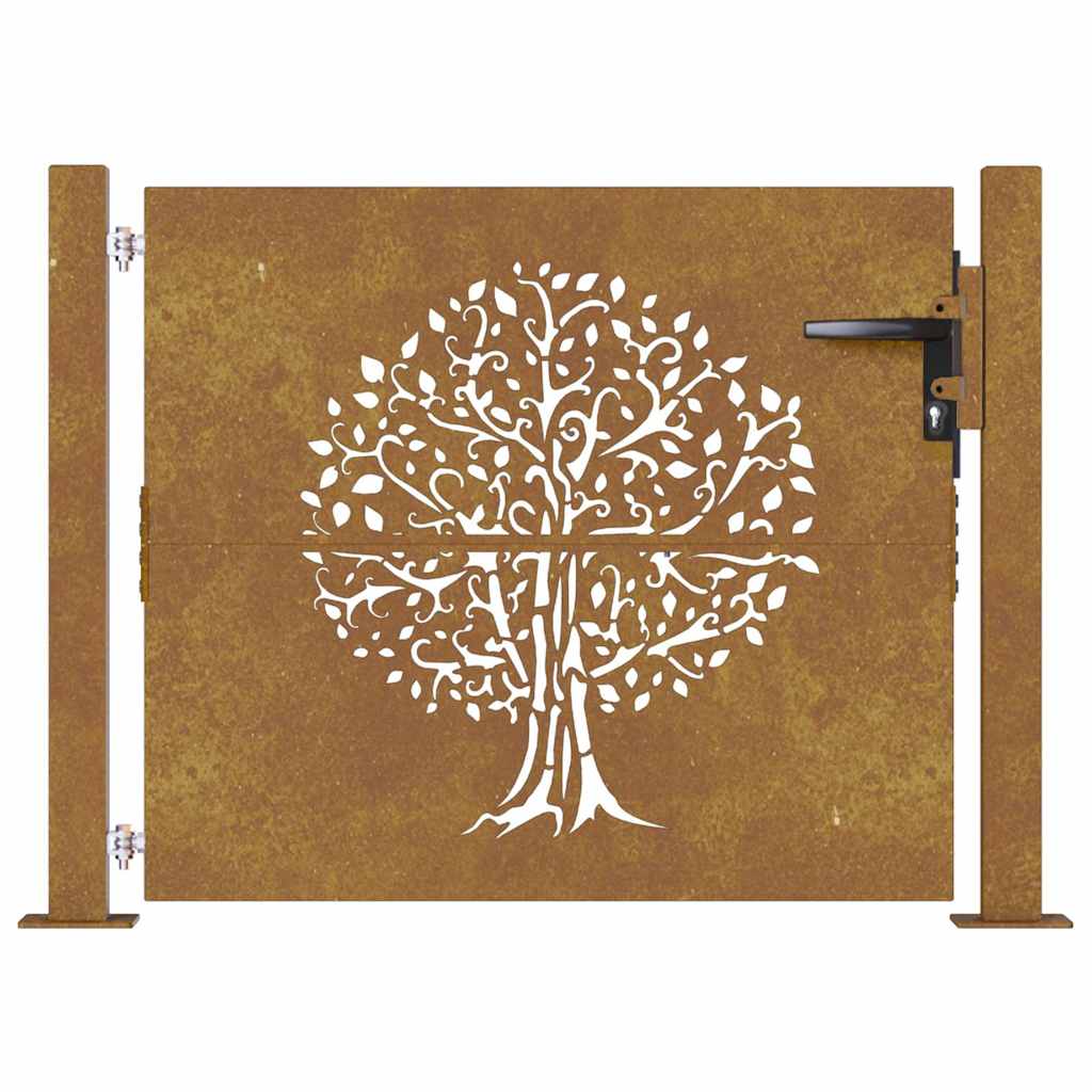 Vrtna vrata 100x100 cm Corten čelik Dizajn stabla