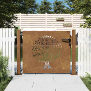 Vrtna vrata 100x100 cm Corten čelik Dizajn stabla