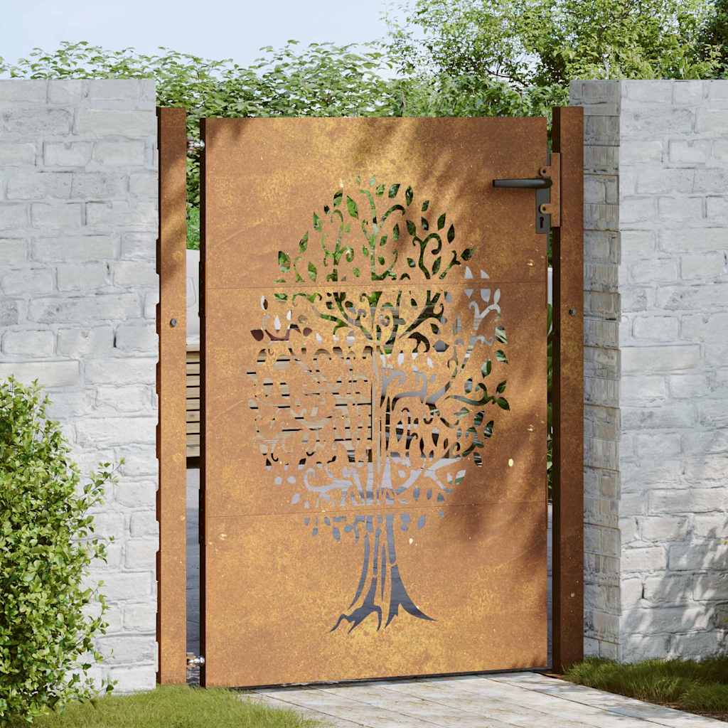 Vrtna vrata 100x125 cm Corten čelik Dizajn stabla