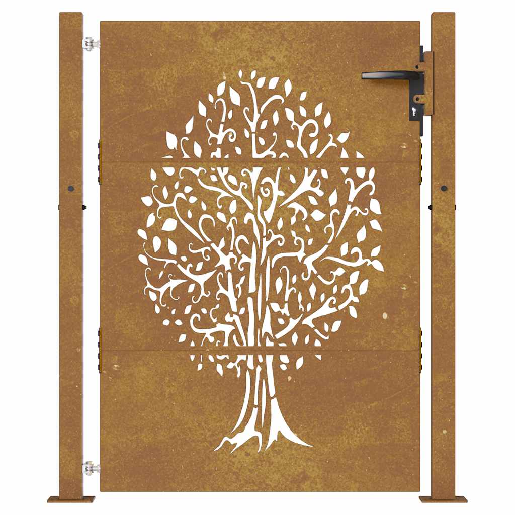 Vrtna vrata 100x125 cm Corten čelik Dizajn stabla