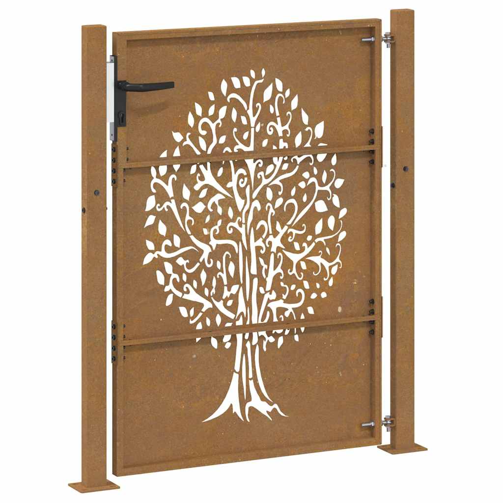 Vrtna vrata 100x125 cm Corten čelik Dizajn stabla