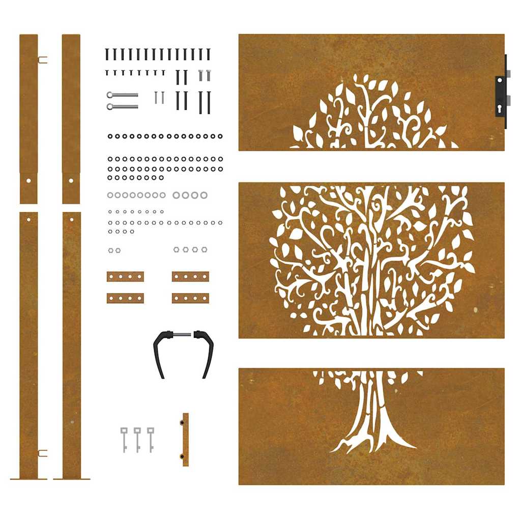 Vrtna vrata 100x125 cm Corten čelik Dizajn stabla