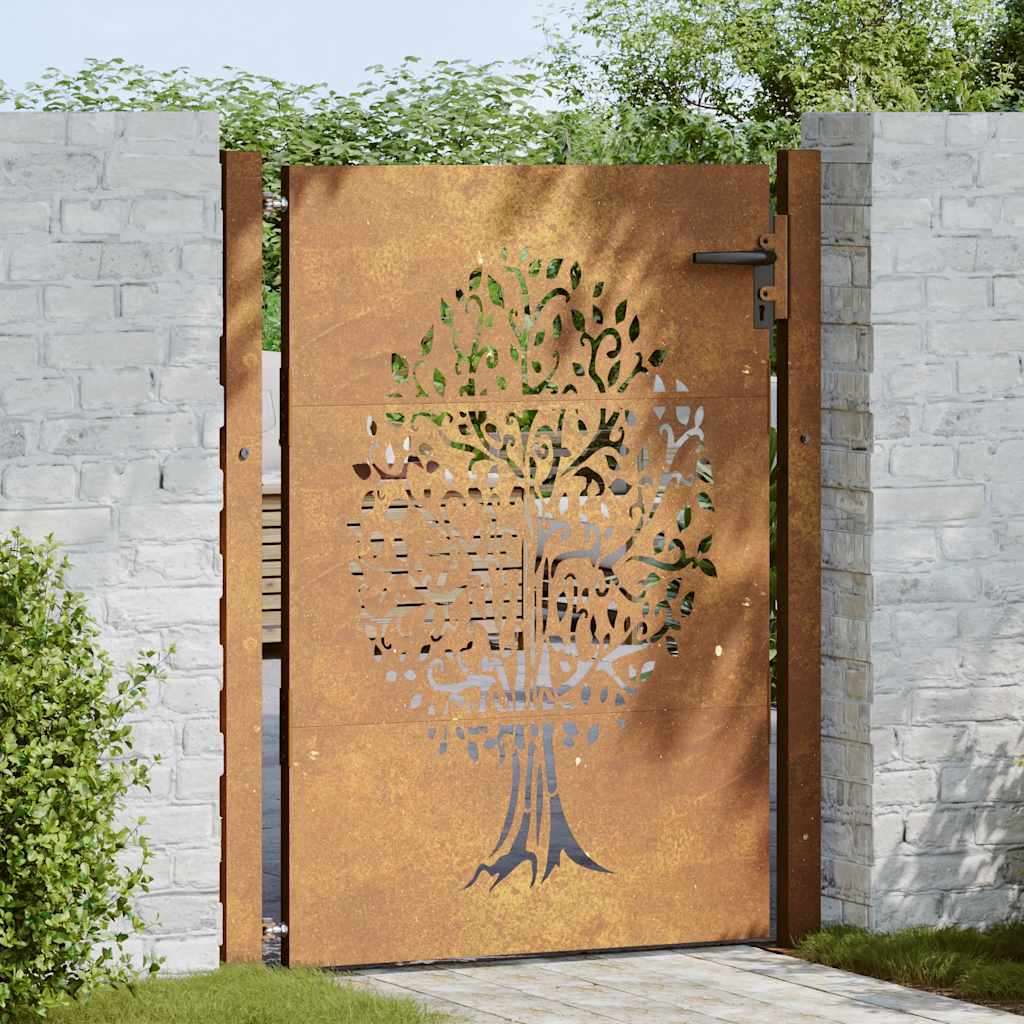 Vrtna vrata 100x150 cm Corten čelik Dizajn stabla