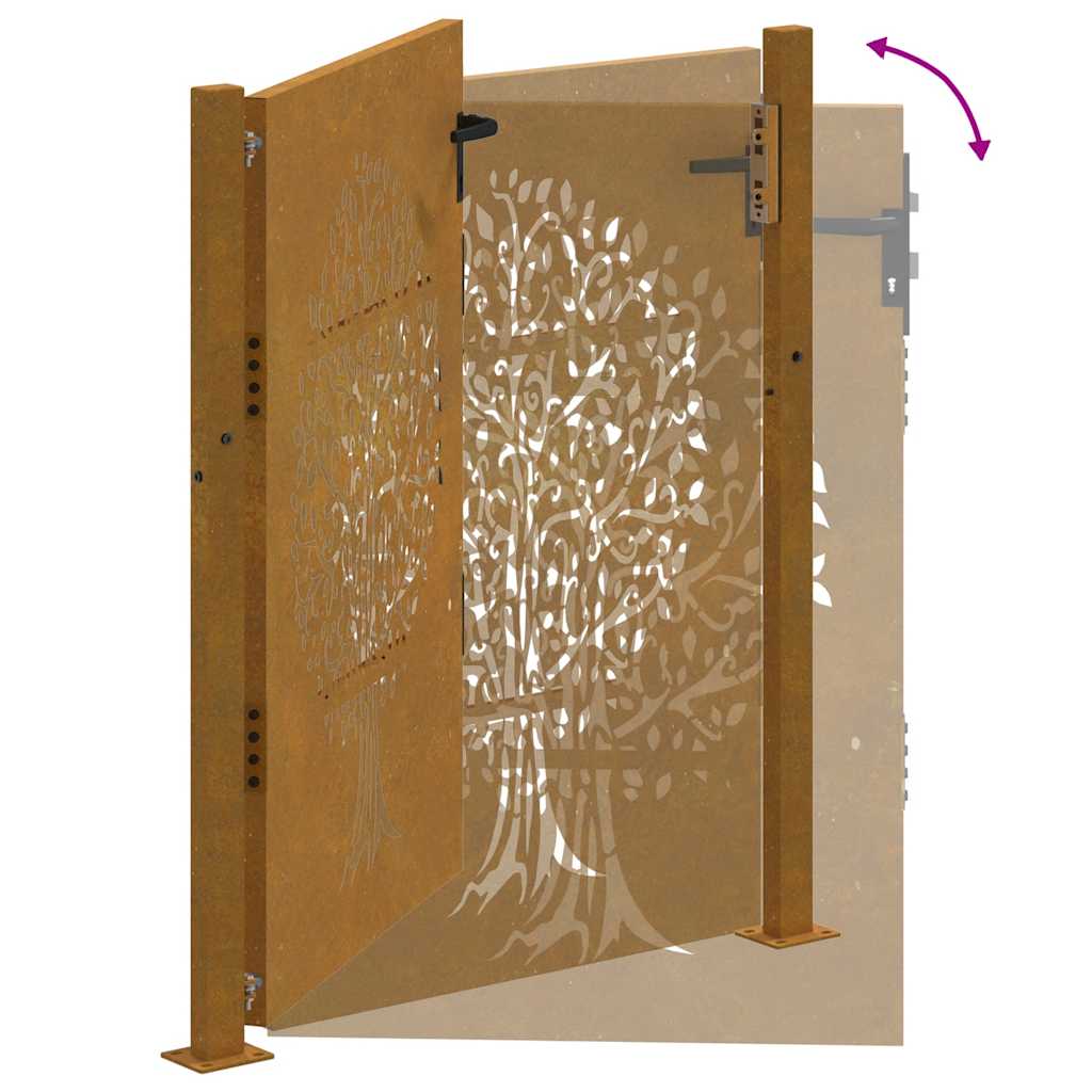 Vrtna vrata 100x150 cm Corten čelik Dizajn stabla