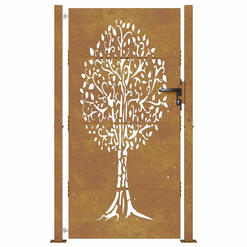Vrtna vrata 100x175 cm Corten čelik Dizajn stabla