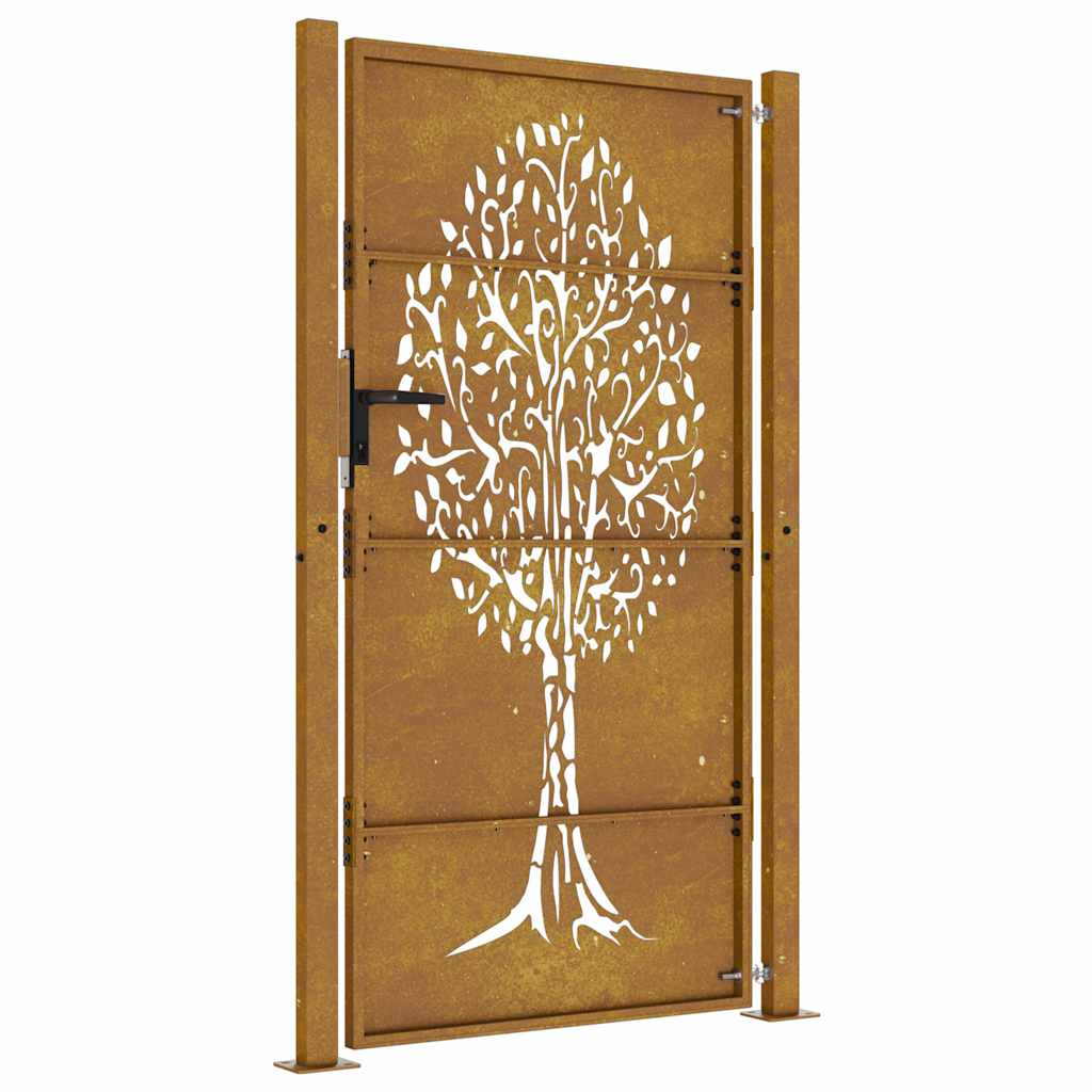 Vrtna vrata 100x175 cm Corten čelik Dizajn stabla