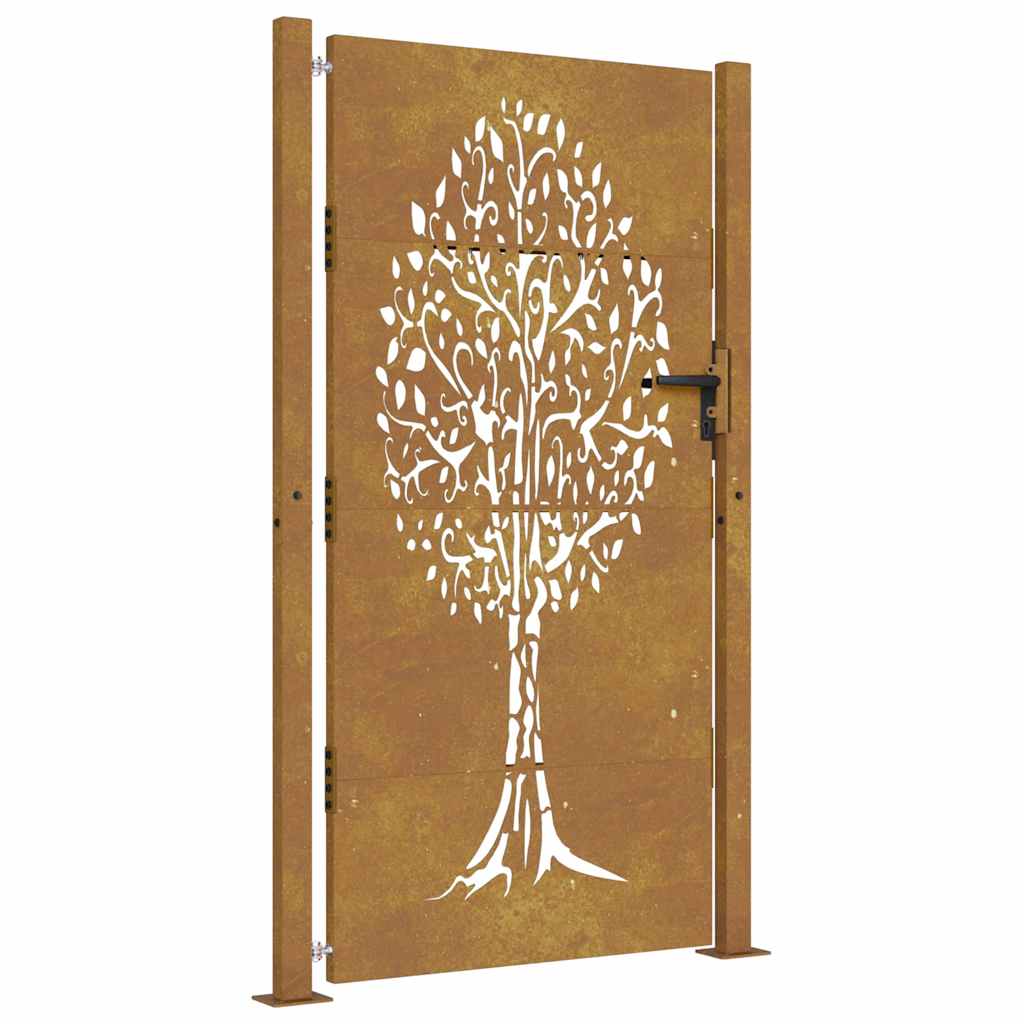 Vrtna vrata 100x200 cm Corten čelik Dizajn stabla