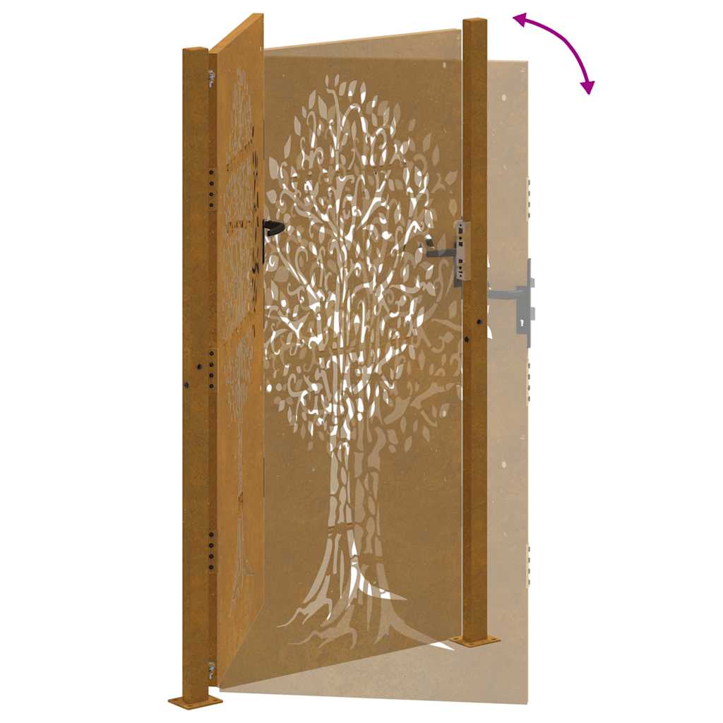 Vrtna vrata 100x200 cm Corten čelik Dizajn stabla