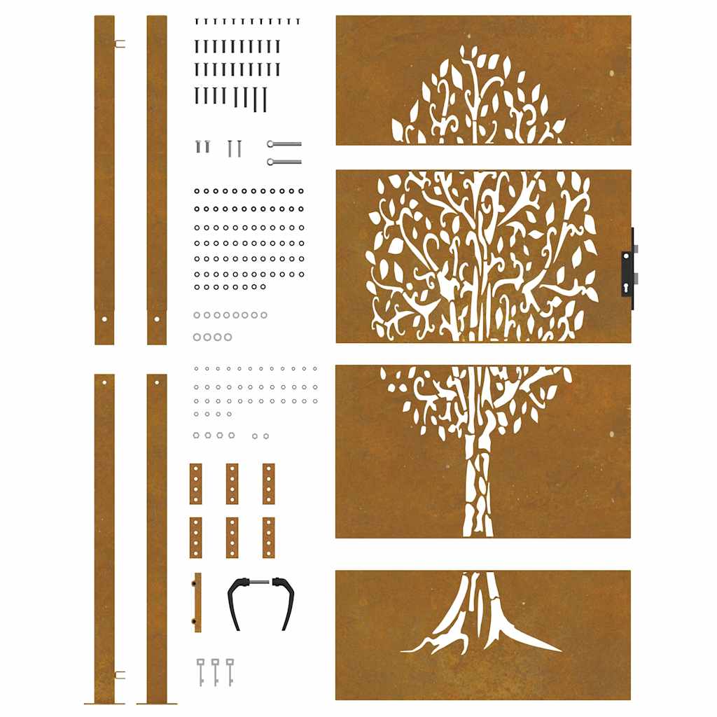 Vrtna vrata 100x200 cm Corten čelik Dizajn stabla