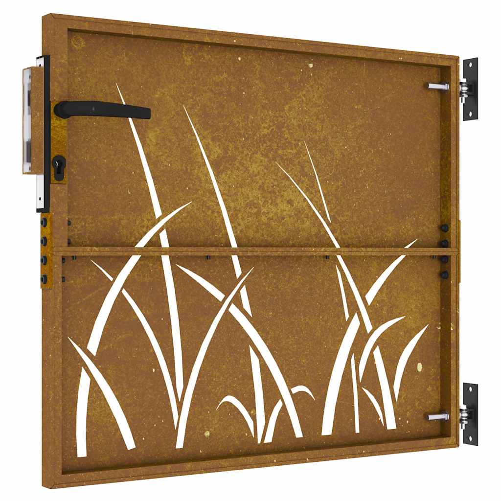 Vrtna vrata 85 x 100 cm od čelika COR-TEN s uzorkom trave
