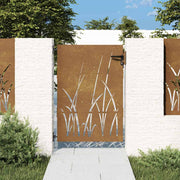 Vrtna vrata 85 x 150 cm od čelika COR-TEN s uzorkom trave