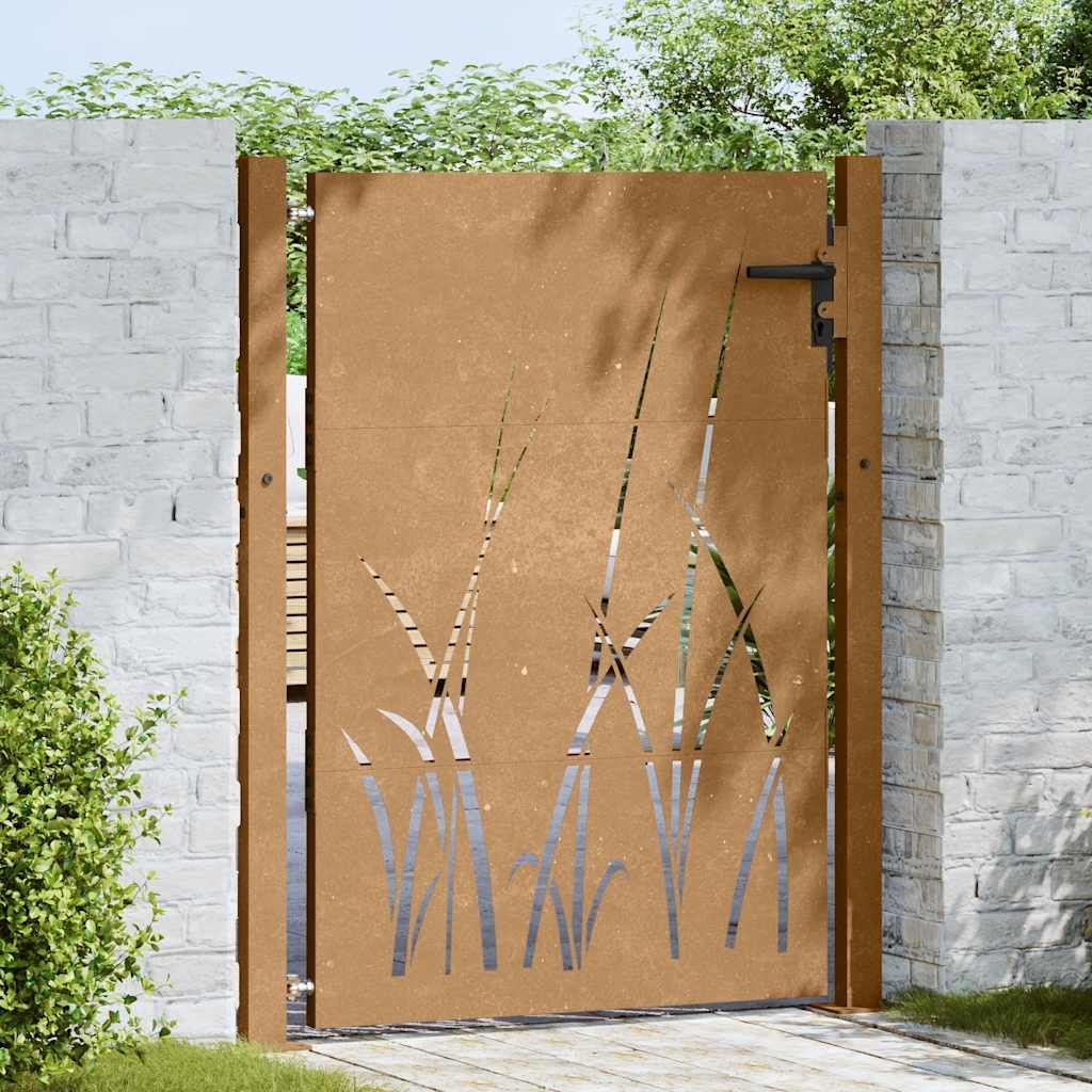 Vrtna vrata 100x125 cm Corten čelik dizajn trave
