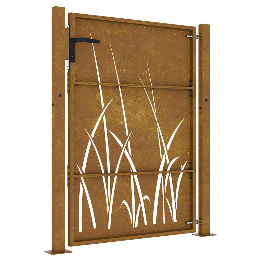 Vrtna vrata 100x125 cm Corten čelik dizajn trave