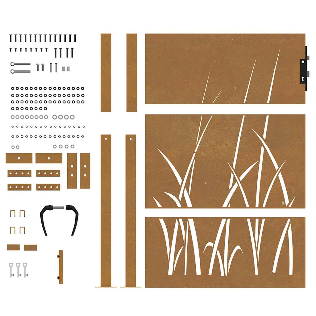 Vrtna vrata 100x125 cm Corten čelik dizajn trave