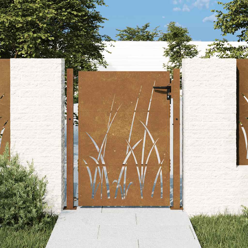 Vrtna vrata 100x125 cm Corten čelik dizajn trave