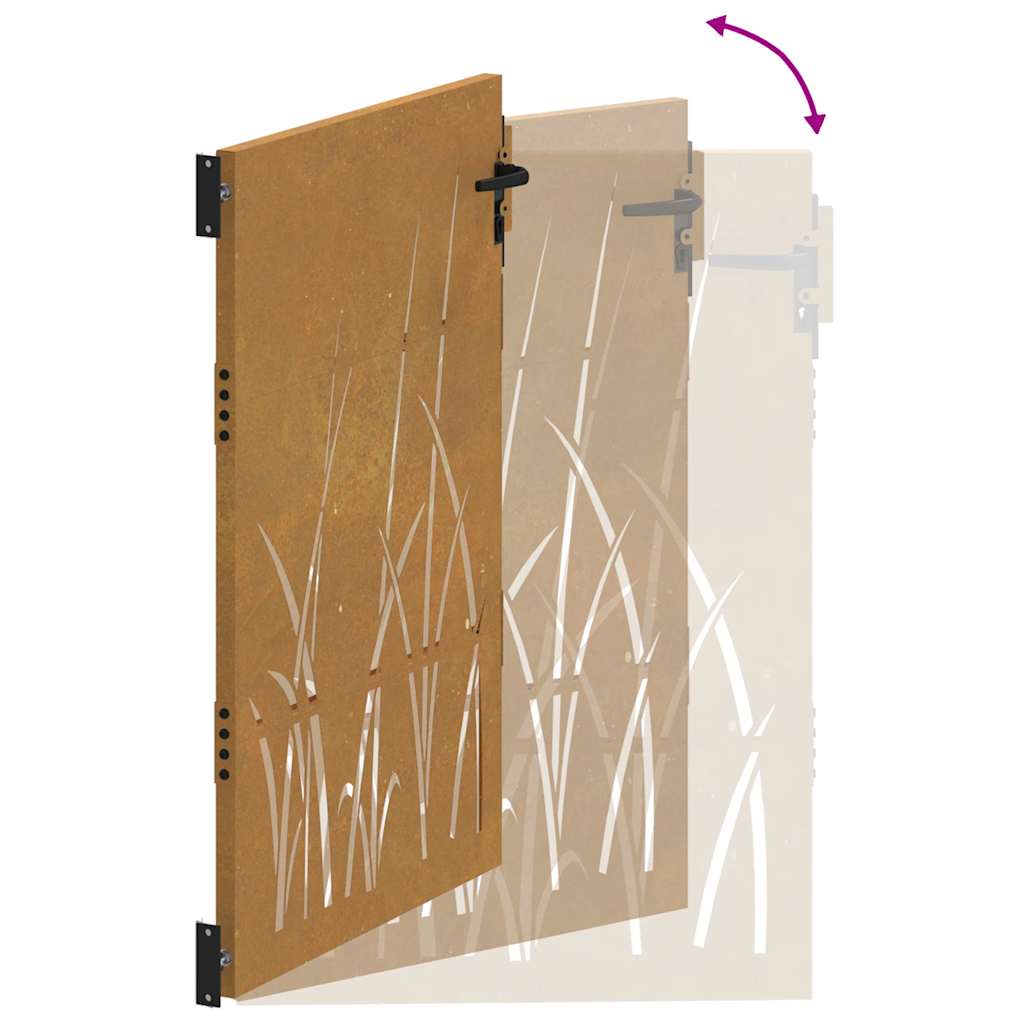 Vrtna vrata 100x150 cm Corten čelik dizajn trave