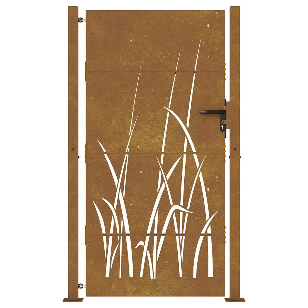 Vrtna vrata 100x175 cm od čelika COR-TEN s uzorkom trave