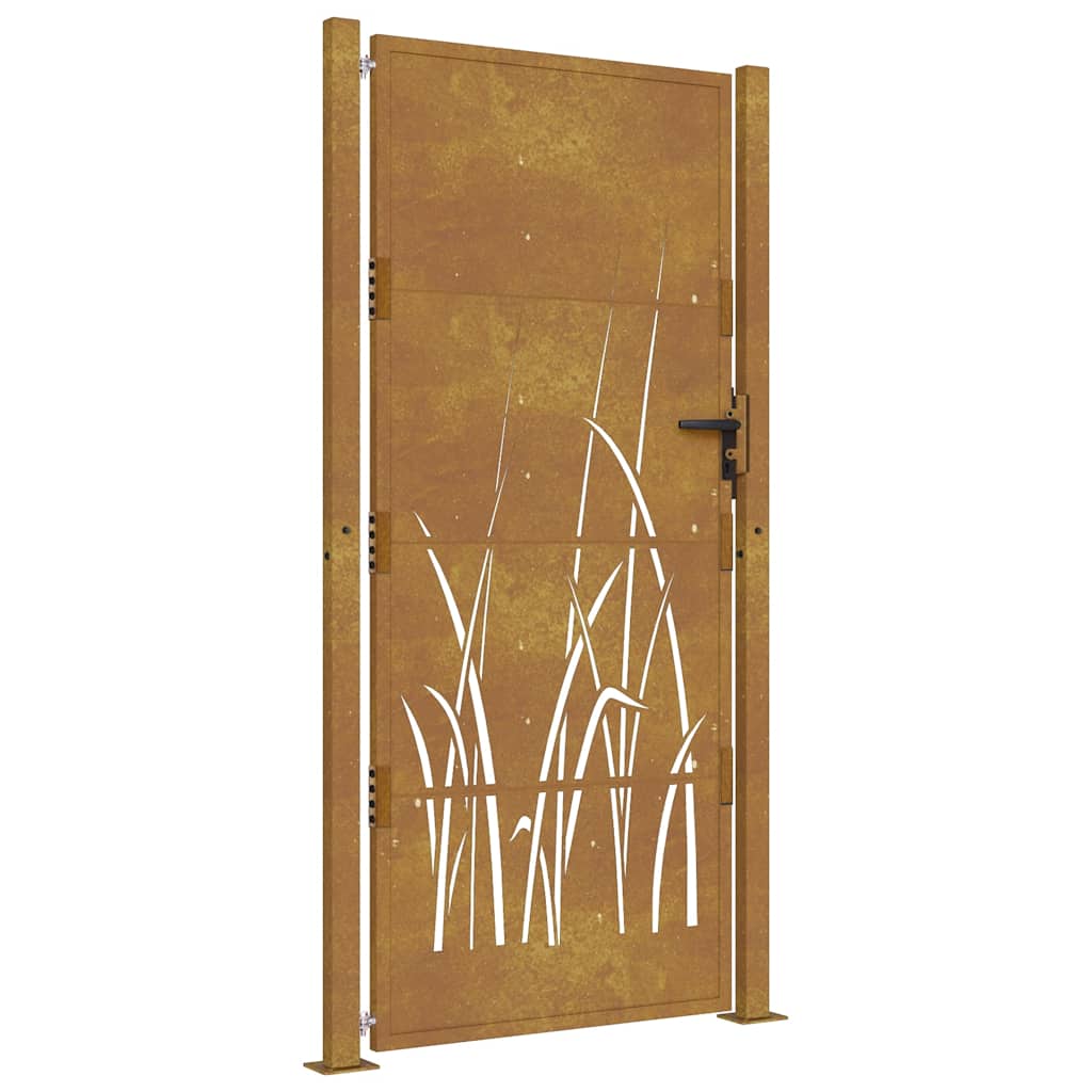 Vrtna vrata 100x200 cm od čelika COR-TEN s uzorkom trave