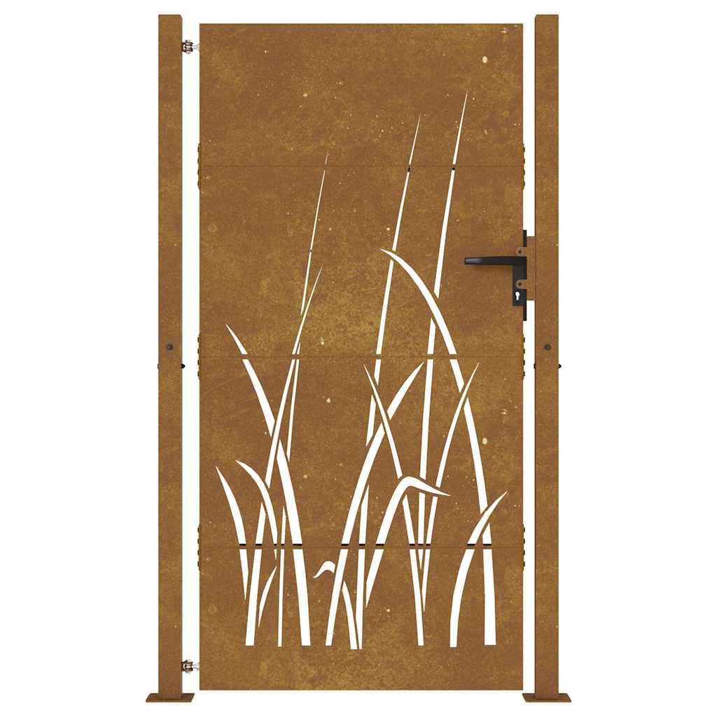 Vrtna vrata 100x200 cm od čelika COR-TEN s uzorkom trave
