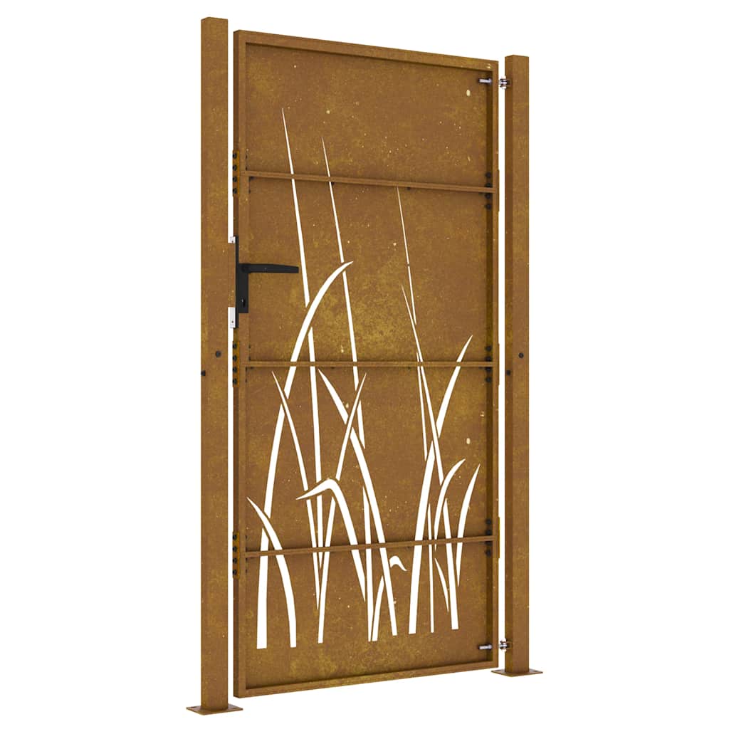 Vrtna vrata 100x200 cm od čelika COR-TEN s uzorkom trave