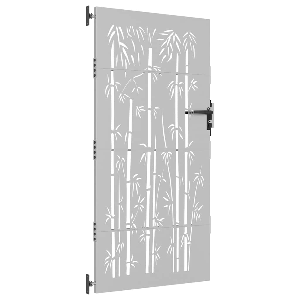 Vrtna vrata 85 x 175 cm od čelika COR-TEN s uzorkom bambusa
