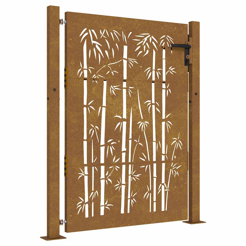 Vrtna vrata 100x125 cm Corten čelik dizajn od bambusa