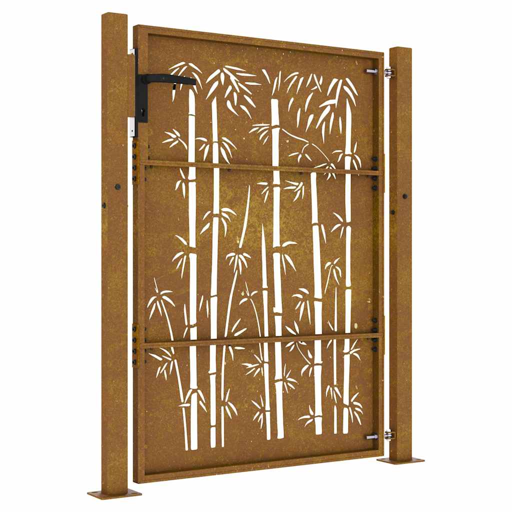 Vrtna vrata 100x125 cm Corten čelik dizajn od bambusa