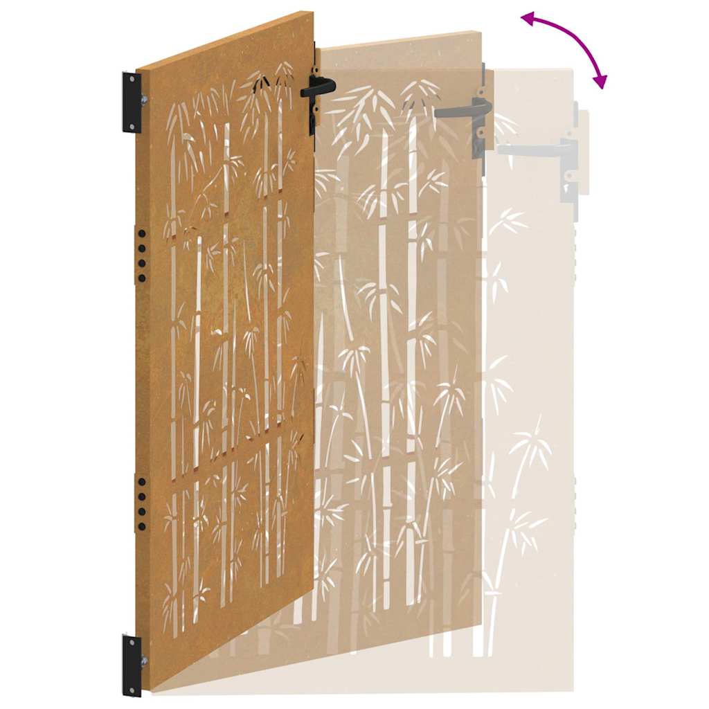 Vrtna vrata 100x125 cm Corten čelik dizajn od bambusa