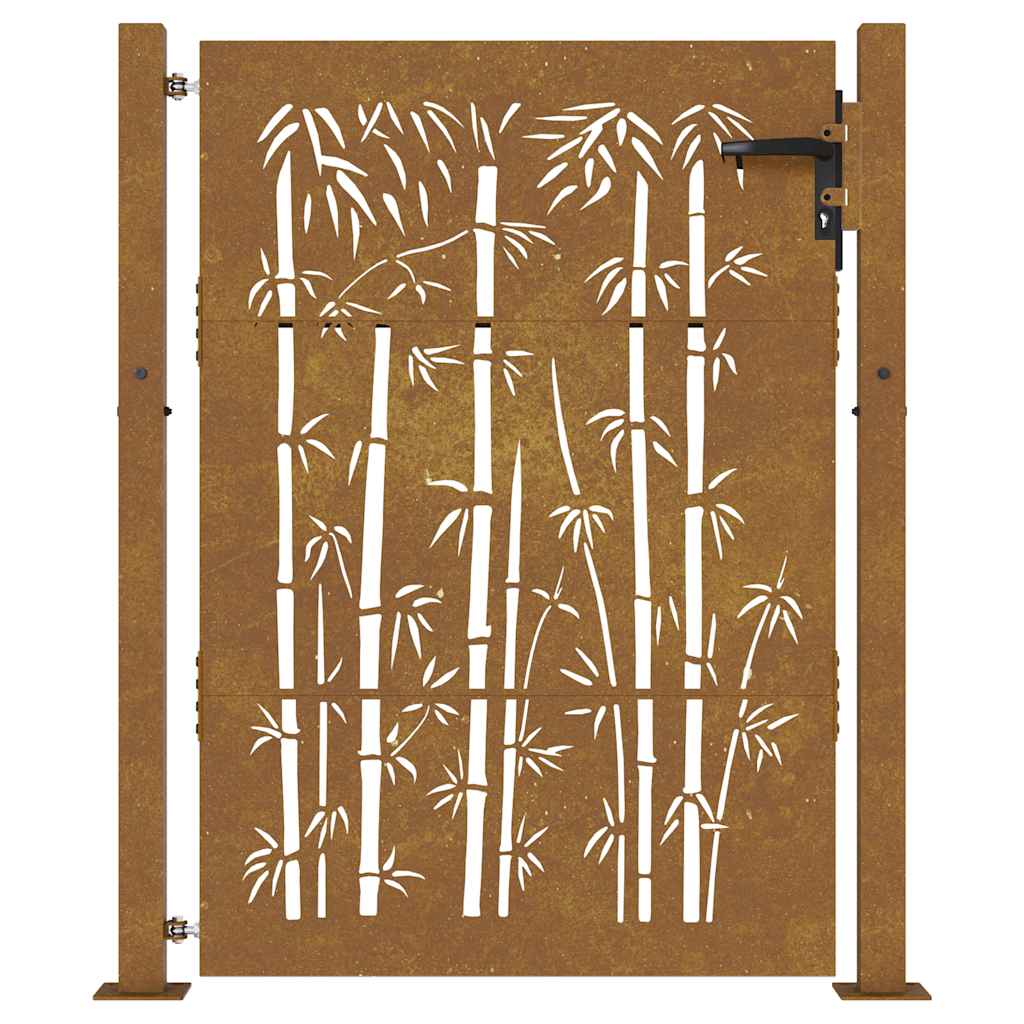 Vrtna vrata 100x150 cm Corten čelik dizajn od bambusa