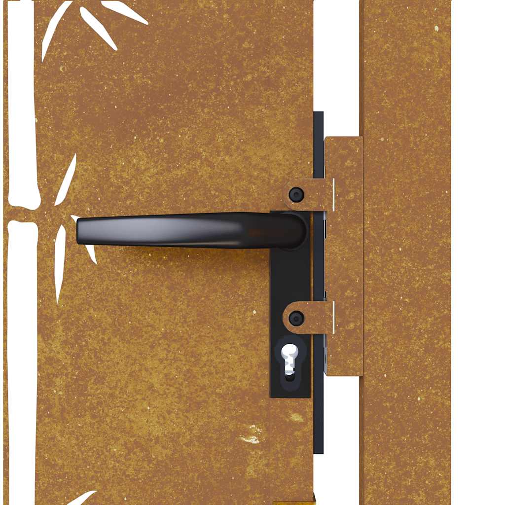 Vrtna vrata 100x200 cm Corten čelik dizajn od bambusa