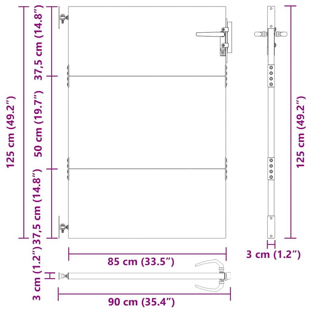 Vrtna vrata 85 x 125 cm od čelika COR-TEN
