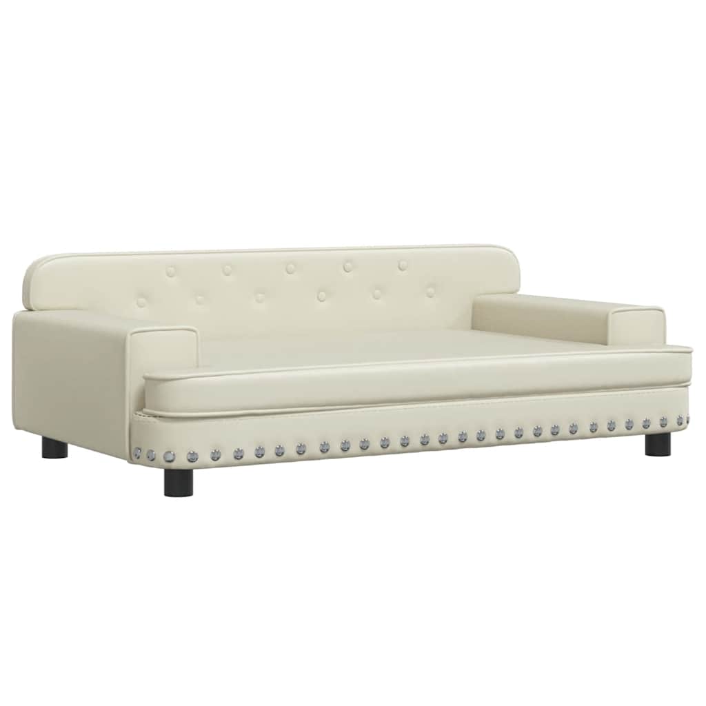 Krevet za pse krem 90 x 53 x 30 cm od umjetne kože