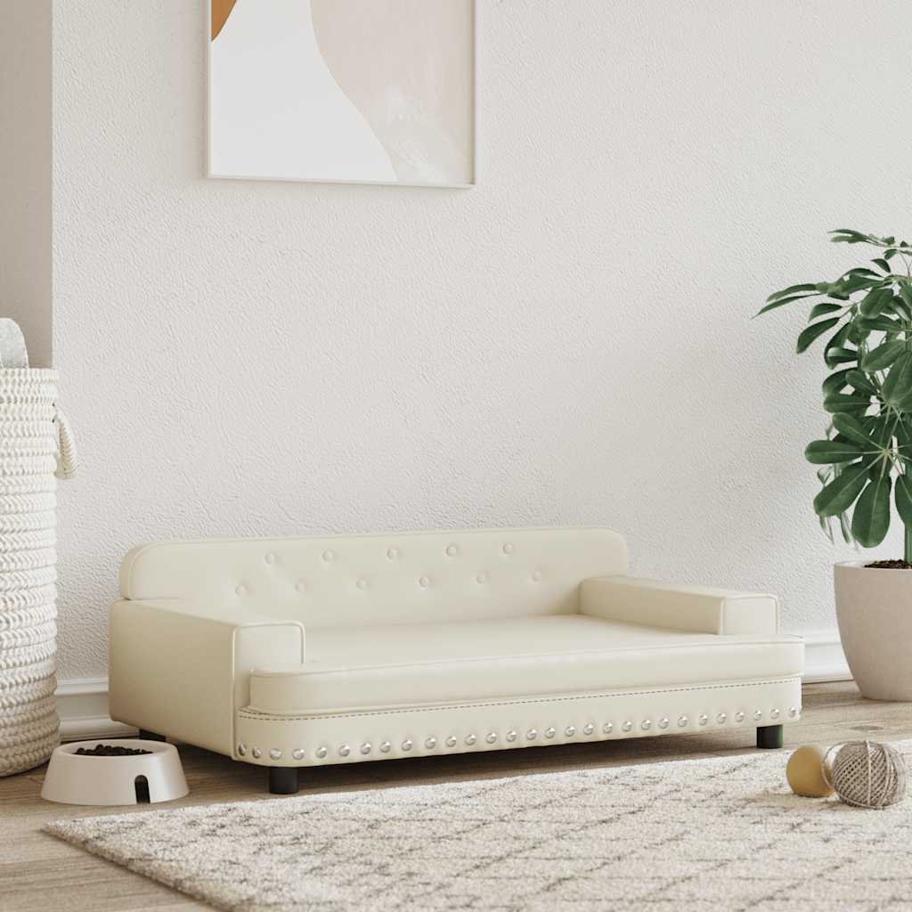 Krevet za pse krem 90 x 53 x 30 cm od umjetne kože