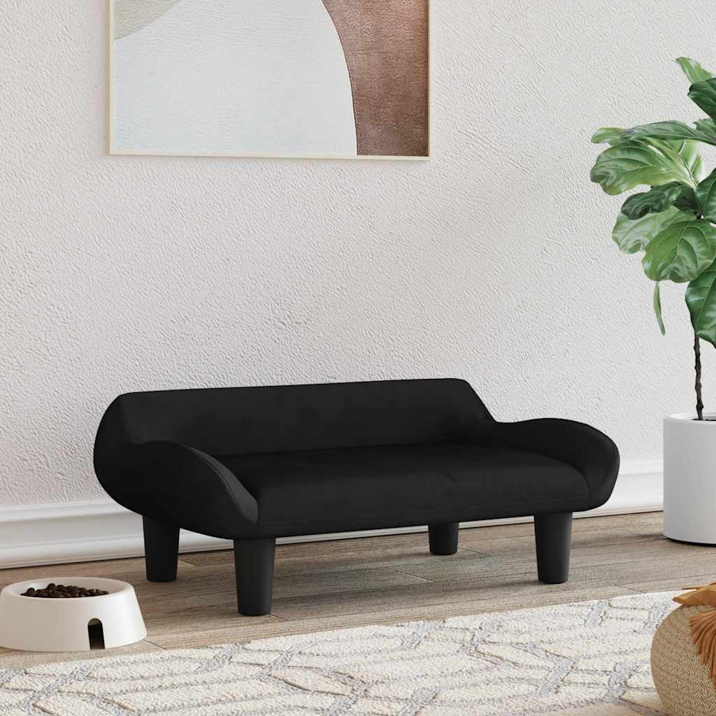 Krevet za pse crni 70x40x24 cm baršunasti