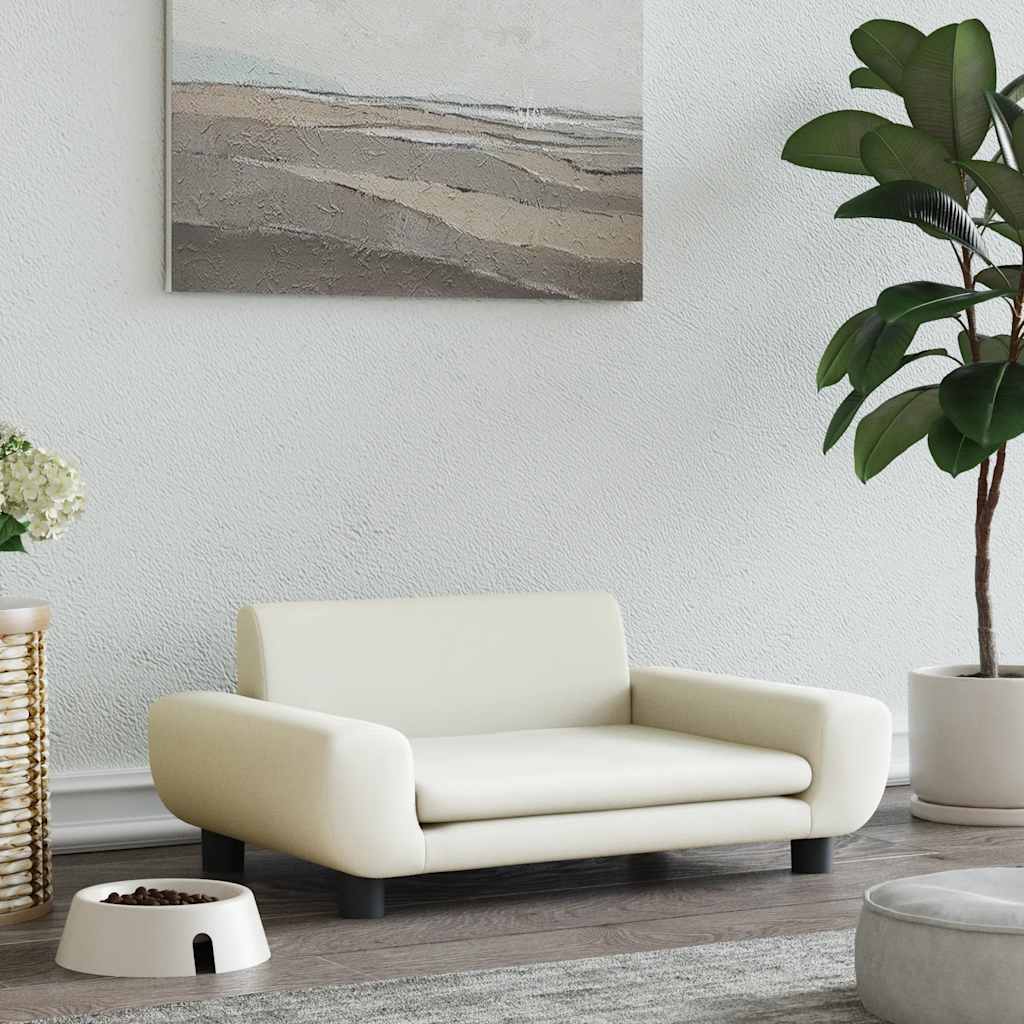 Krevet za pse krem 70 x 45 x 33 cm baršunasti