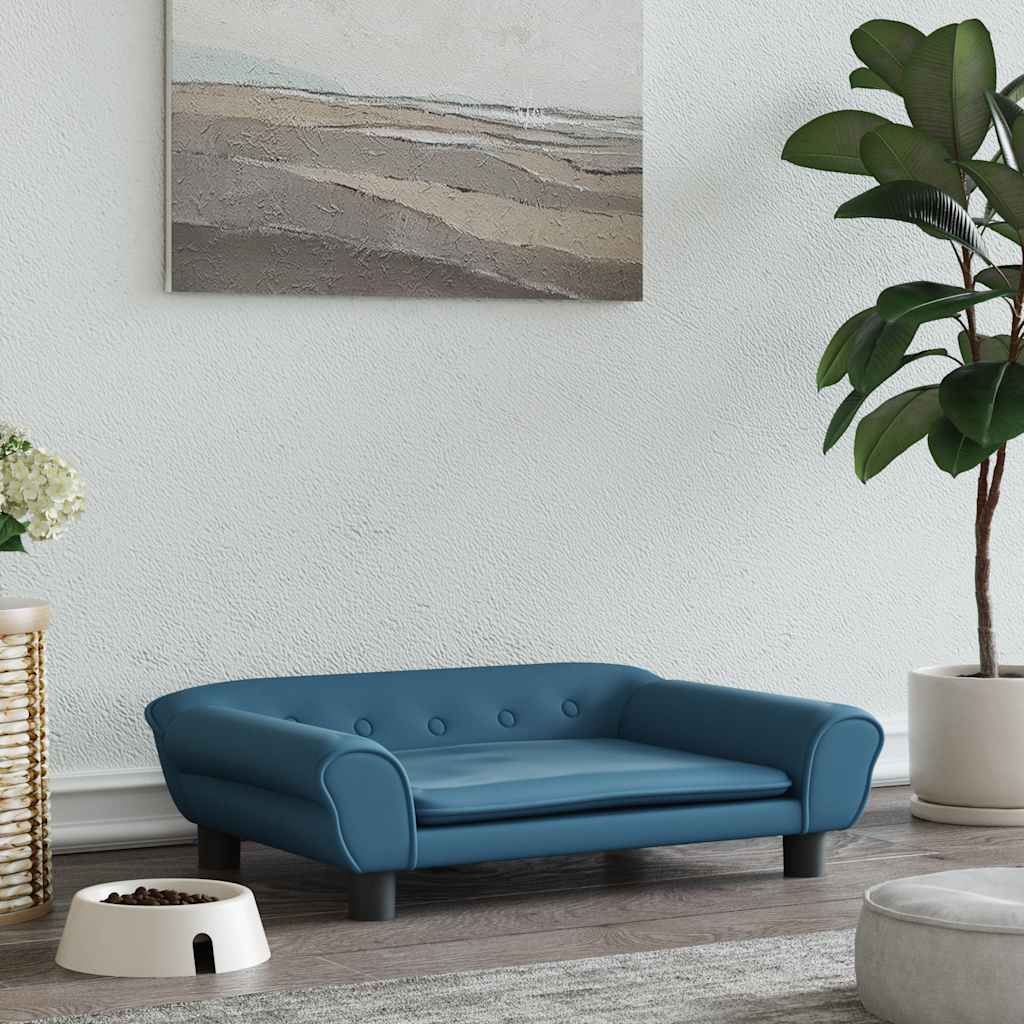 Krevet za pse plavi 70 x 48 x 22 cm baršunasti