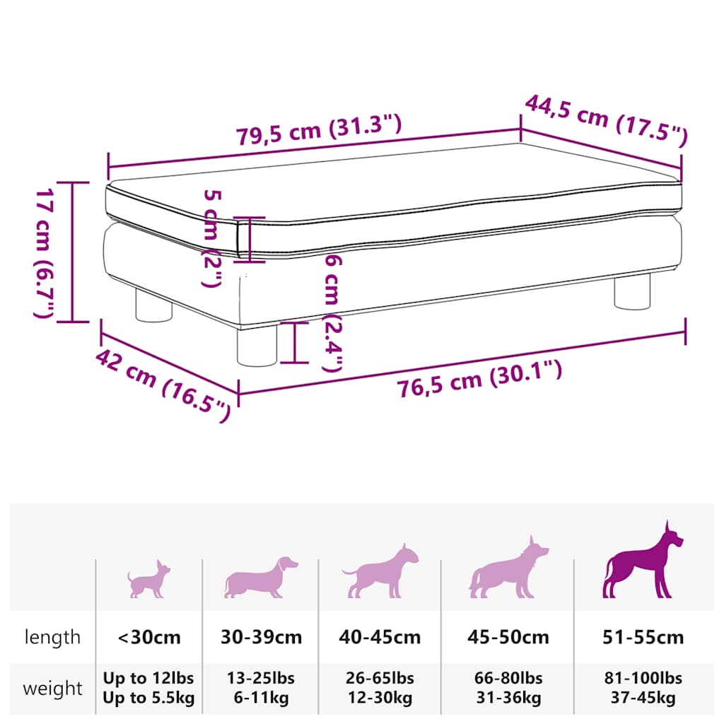 Krevet za pse s produžetkom krem 100 x 50 x 30 cm baršunasti