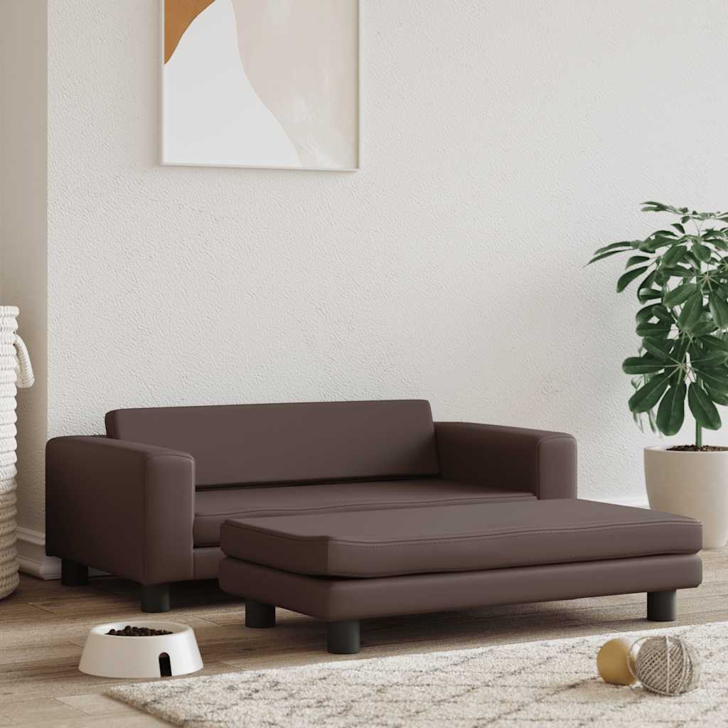 Krevet za pse s produžetkom smeđi 100 x 50 x 30 cm umjetna koža