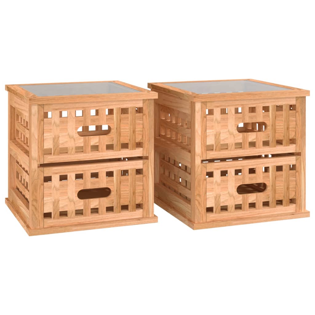 Noćni ormarići 2 kom 34 x 34 x 34 cm od masivnog drva oraha