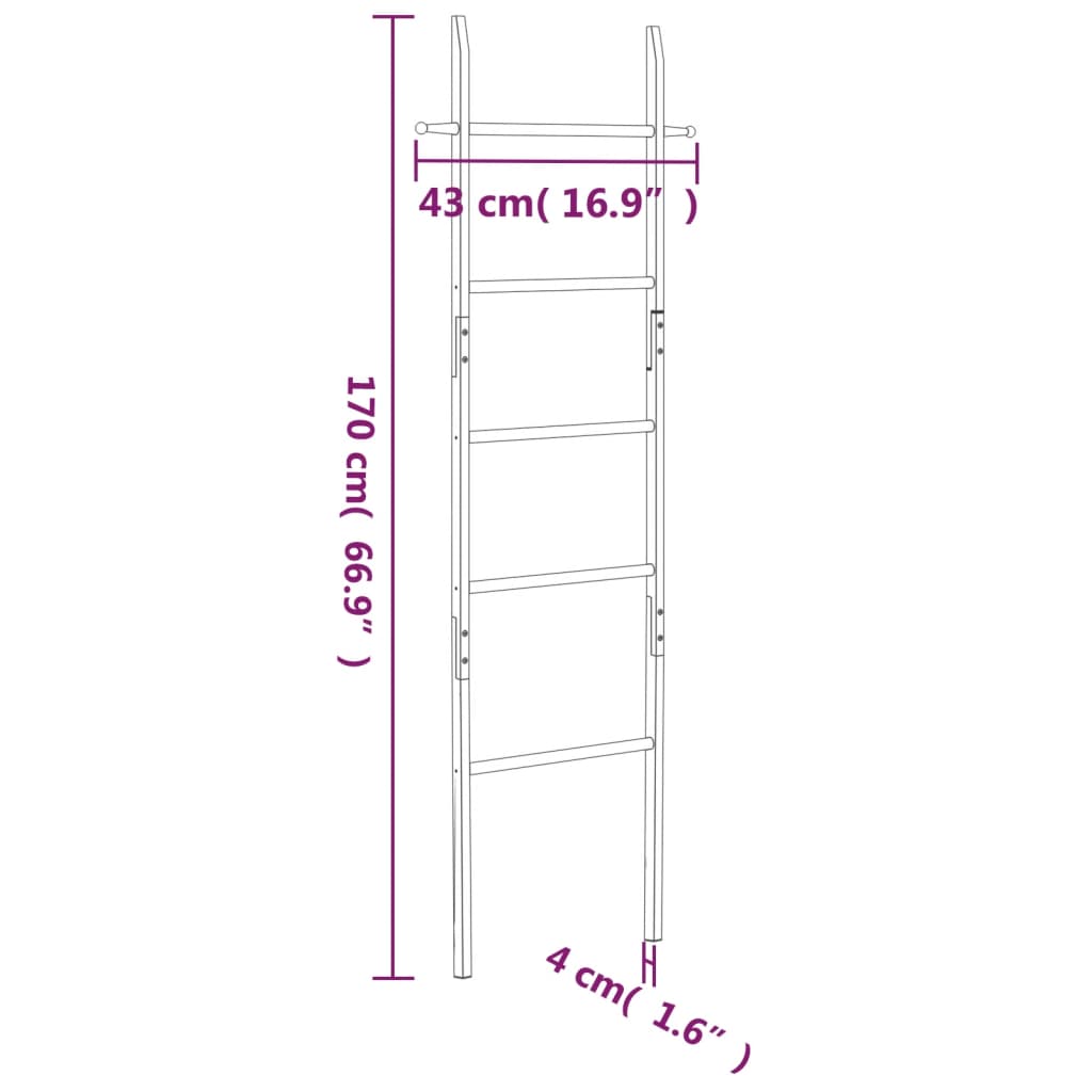 Ljestve za ručnike 170 cm od masivnog drva oraha