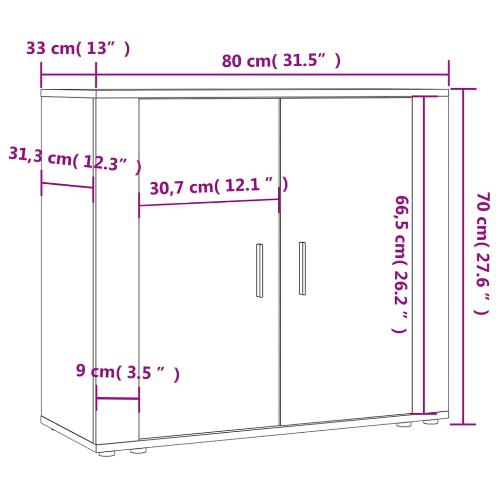 Komoda sivog hrasta sonome 80x33x70 cm od konstruiranog drva