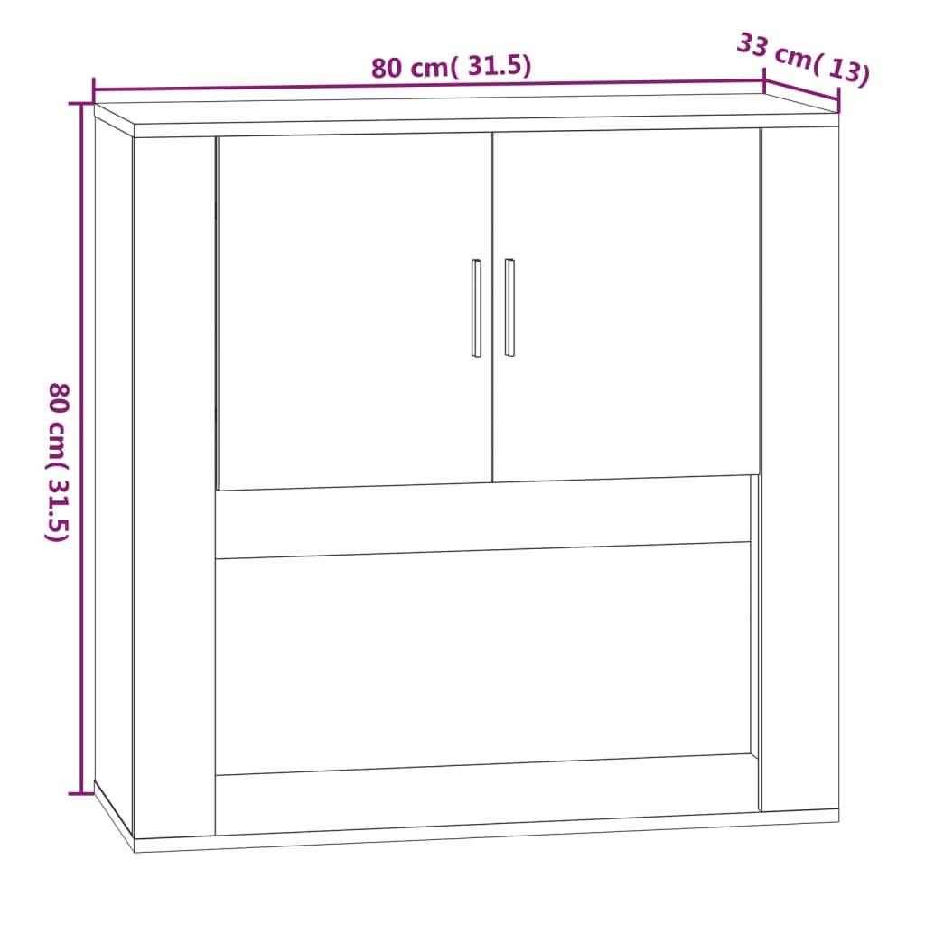 Zidni ormarić bijeli 80 x 33 x 80 cm od konstruiranog drva