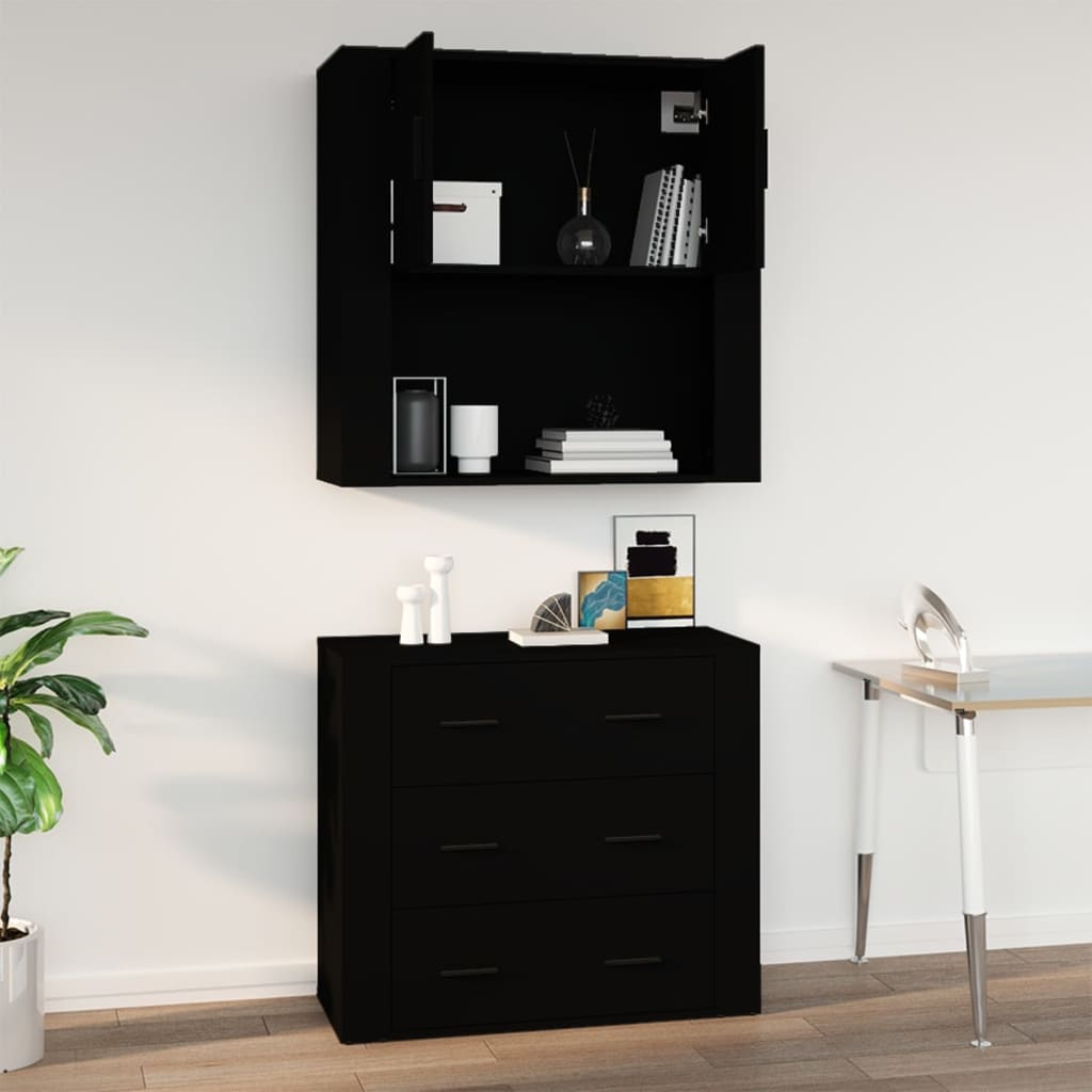 Zidni ormarić crni 80 x 33 x 80 cm od konstruiranog drva