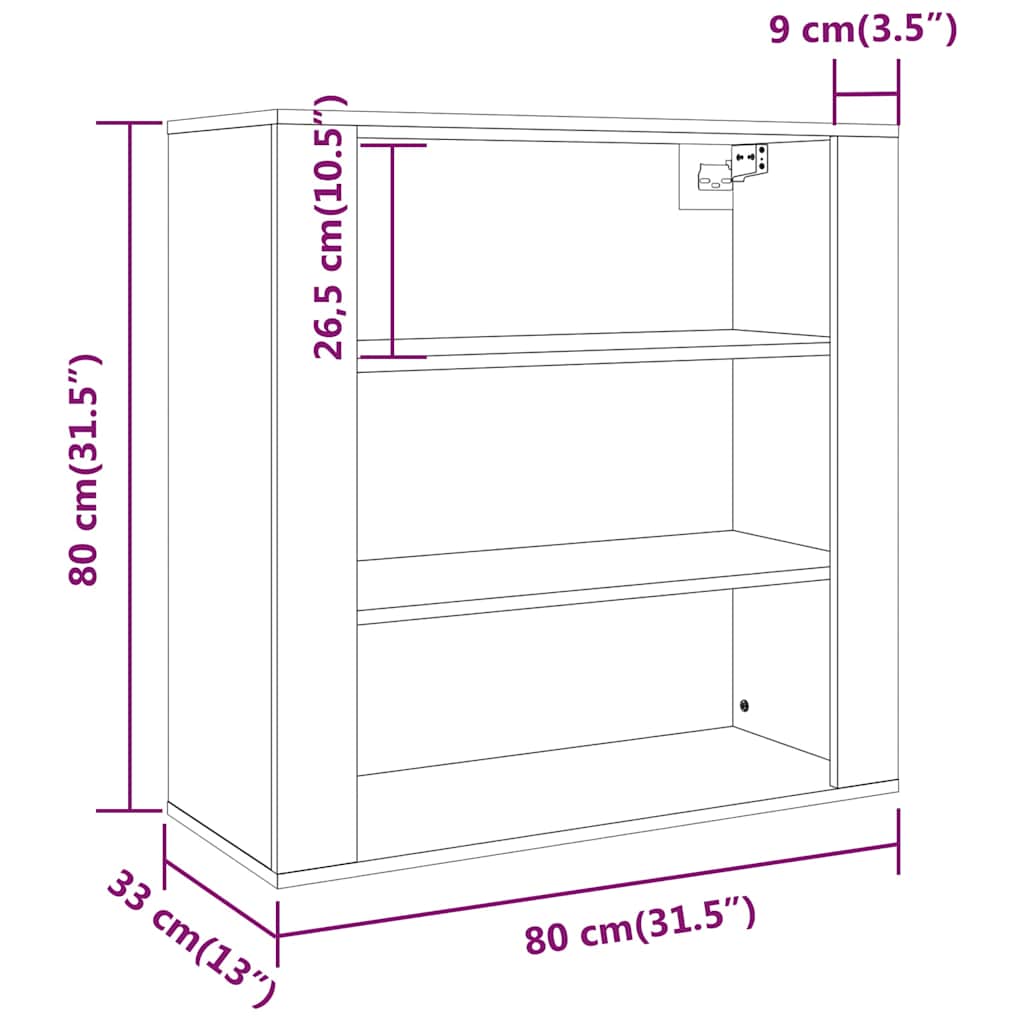 Zidni ormarić crni 80 x 33 x 80 cm od konstruiranog drva