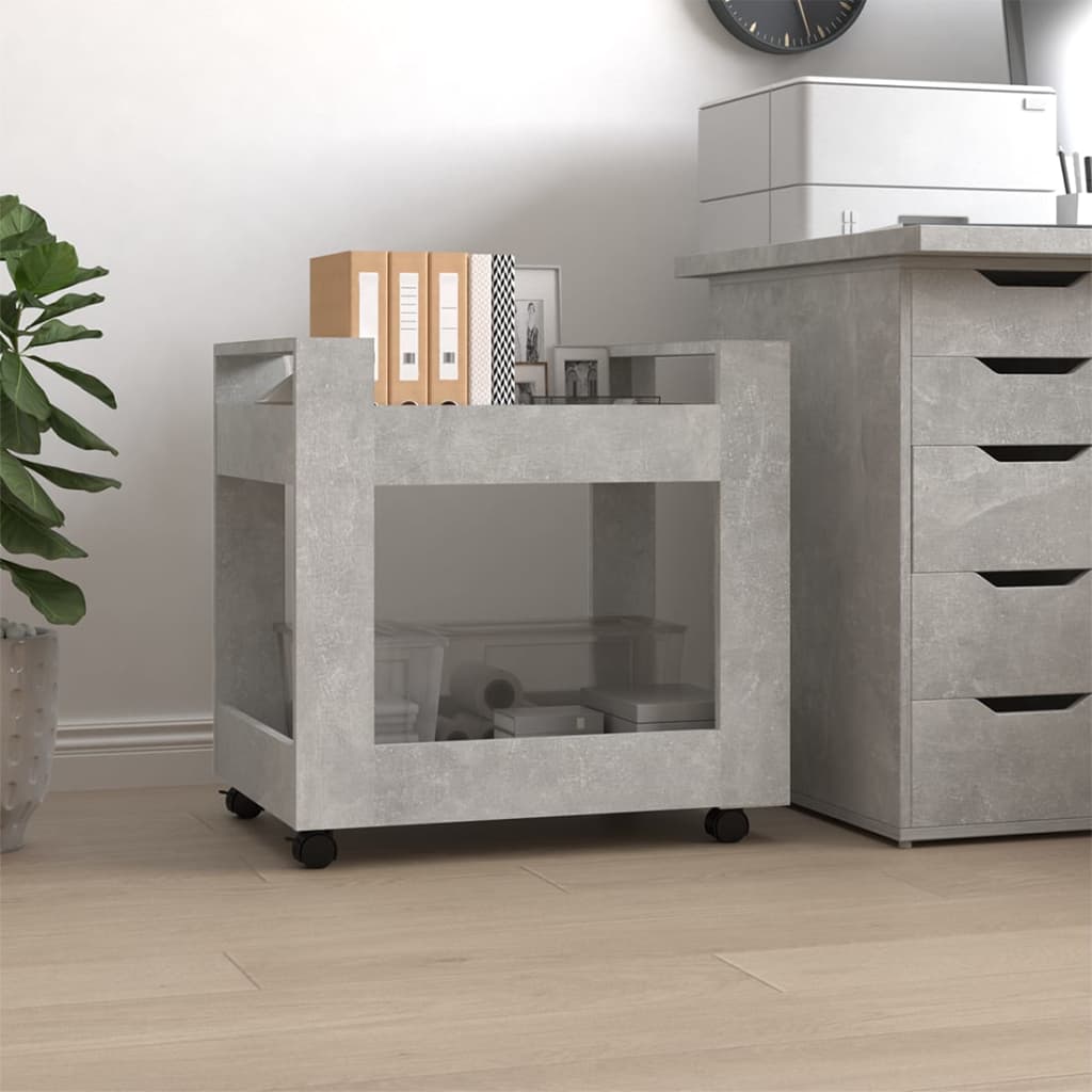 Kolica za radni stol boja betona 60x45x60 cm konstruirano drvo