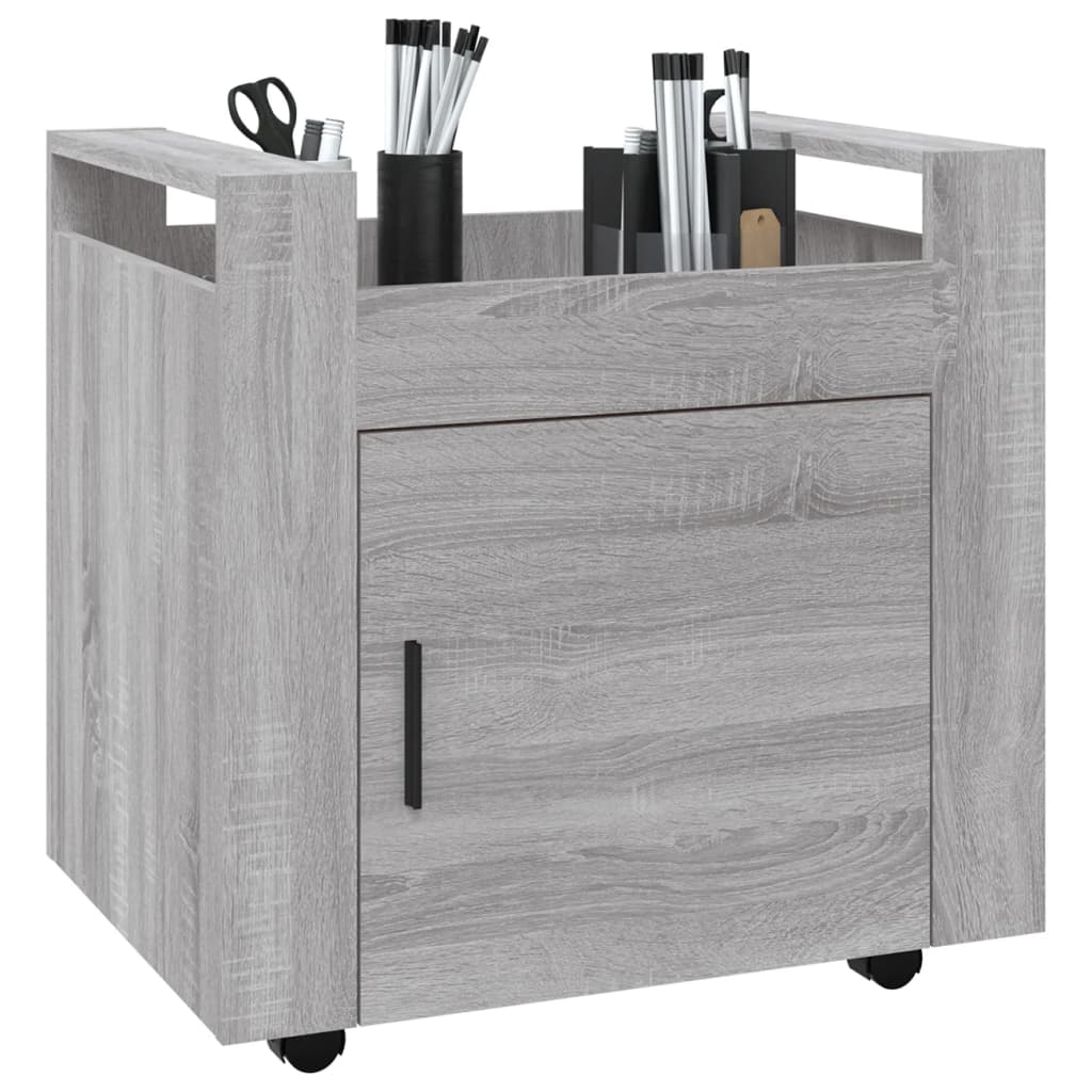 Kolica za radni stol boja sivog hrasta 60 x 45 x 60 cm drvena