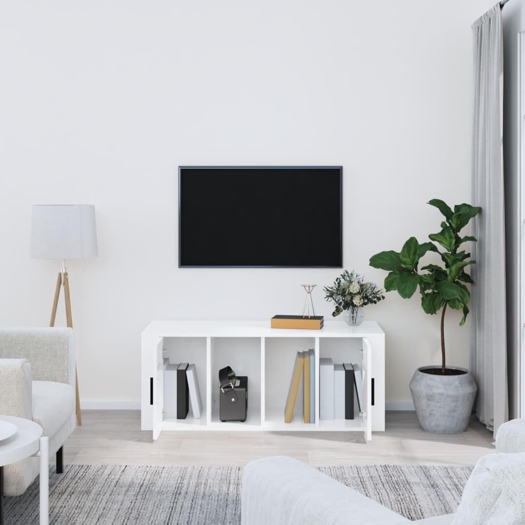 TV ormarić sjajni bijeli 100 x 35 x 40 cm od konstruiranog drva