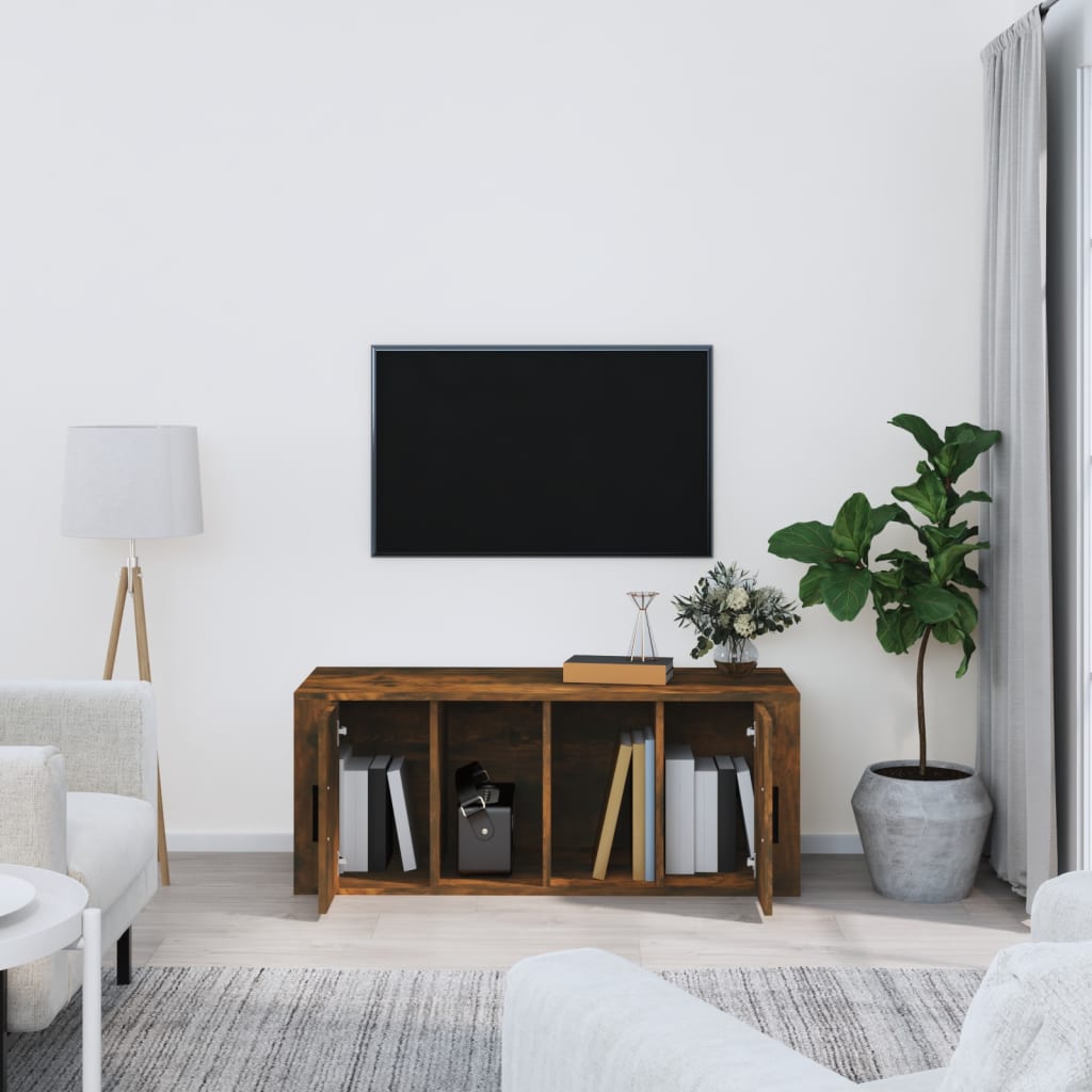 TV ormarić boja dimljenog hrasta 100x35x40 cm konstruirano drvo